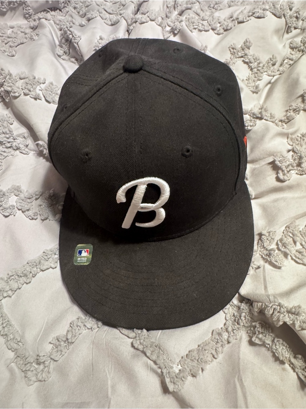 New Era Black Cap with White 'B' Embroidery